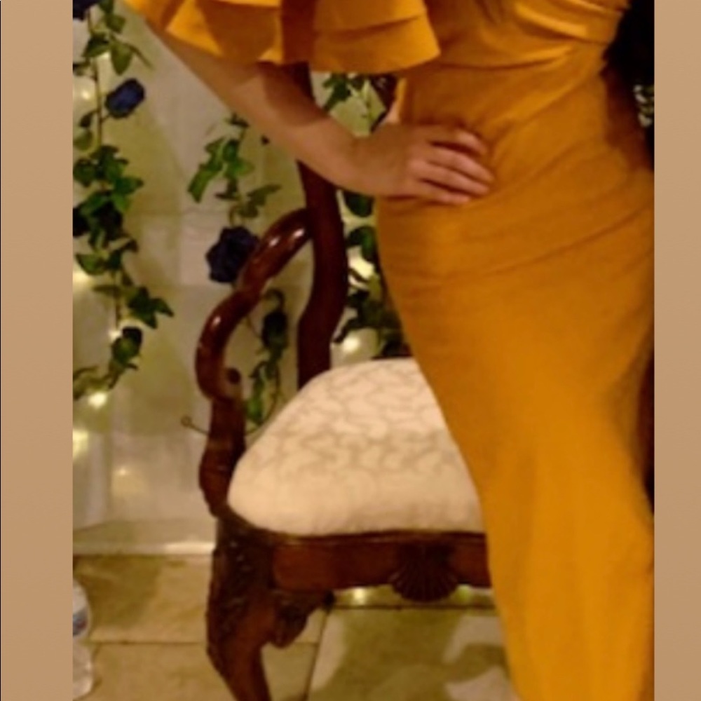 MUSTARD BANDAGE DRESS! size small - Picture 6 of 6